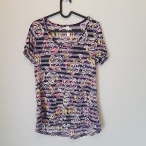 LulaRoe stripped floral top XS I86